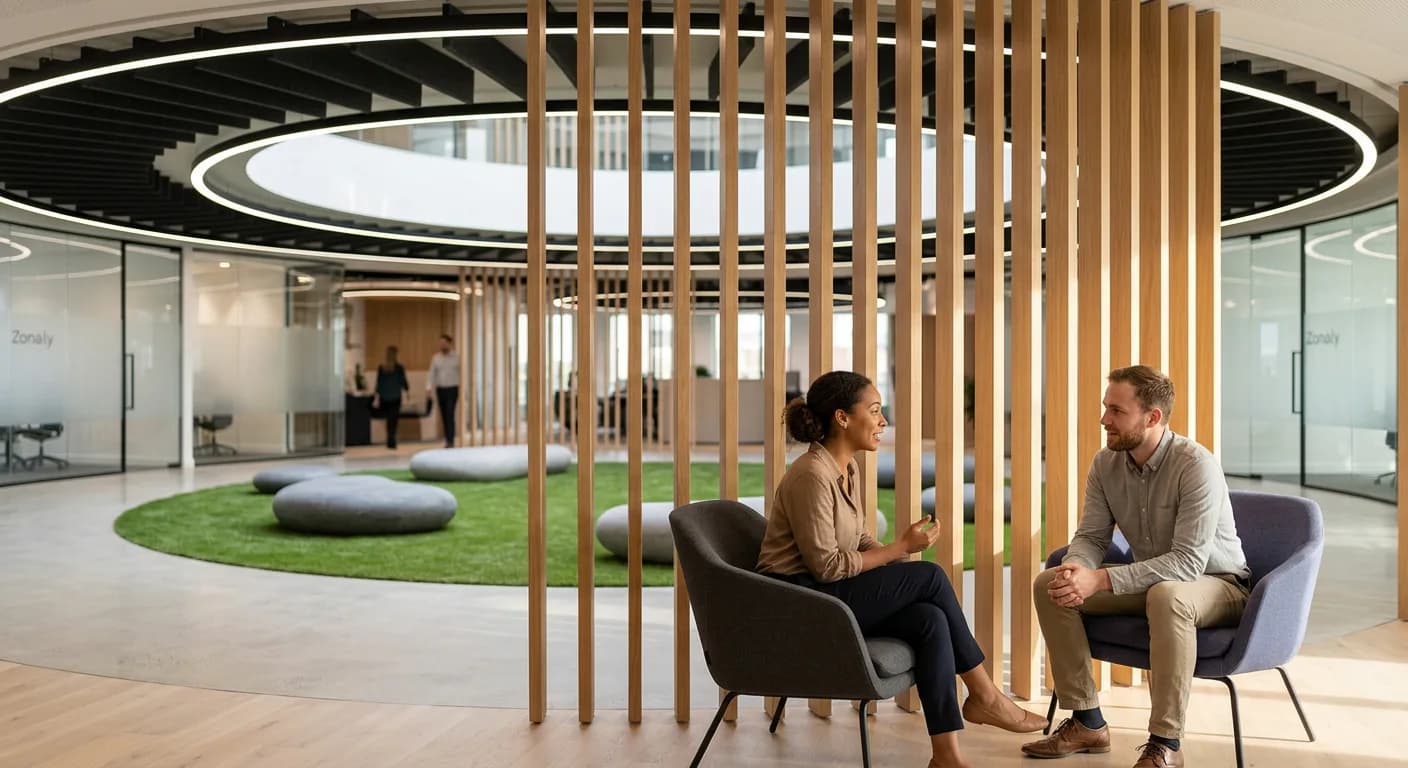 Real human presence inside a shared Globaly space, not avatars